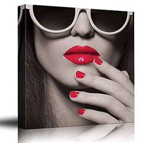 Romantic Red Lips And Nails - Canvas Art