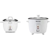 Aroma Housewares Select Stainless Rice Cooker &amp; Warmer with Uncoated Inner Pot, 14-Cup(cooked) / 3Qt, ARC-757SG &amp; Aroma 6-cup (cooked) 1.5 Qt. One Touch Rice Cooker, White