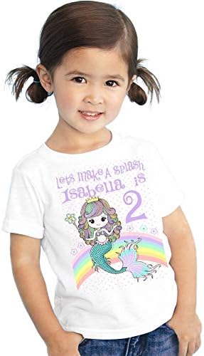 BuddymugsPersonalized Mermaid Birthday T Shirt Girls Kids Youth Tee Custom Name Age Cute Magic Gift Ideas