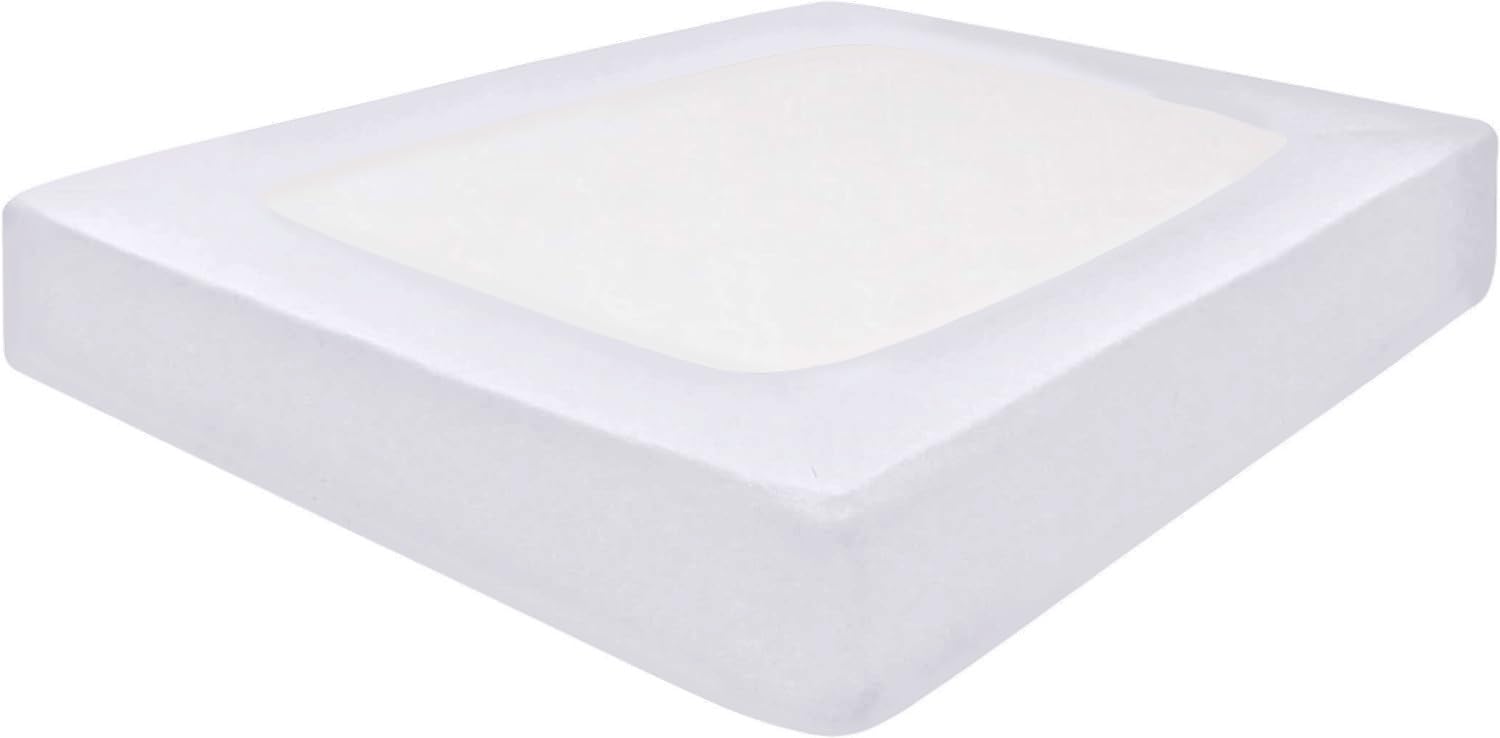 Photo 1 of White Box Spring Cover Queen Size - 100% Cotton Blend Elastic Wrap Around 4 Sides Fits Queen Size Beds, Soft, Washable - Bed Skirt Alternative Bed Frame Cover White