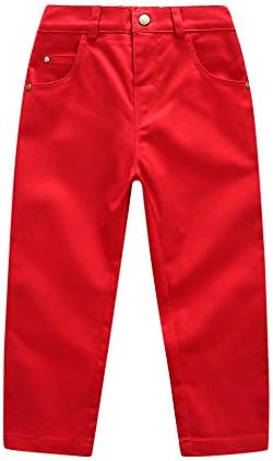 Fineser Toddler Littler Boys' Uniform Flat Front Pant Solid Trousers with Pockets