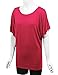 LL WT742 Womens Boat Neck Short Sleeve Dolman Drape Top L HOT_PINK