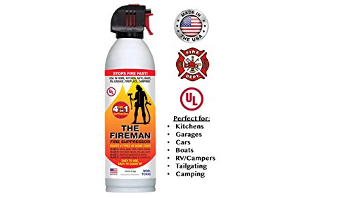 THE FIREMAN - UL APPROVED Multi-Purpose Fire Extinguishing Suppressant Spray - Fights ALL 4 Common Fires: Wood, Gasoline, Electrical Equipment and Grease/Fat Fires (Class A,B,C & K) - 18 oz. (2 Pack)