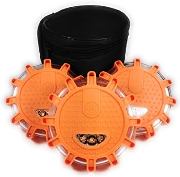 LiteGuards LED Roadside Flare Magnetic Emergency Roadside High Visibility Lighting Beacons For Vehicles With Durable Storage Bag.