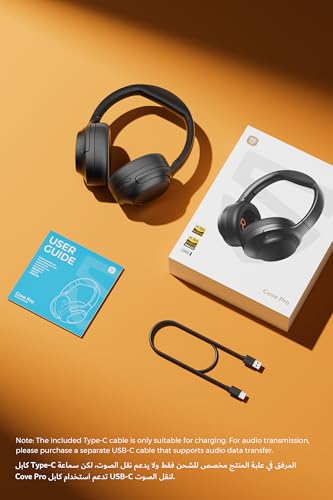 SOUNDPEATS Cove Pro Adaptive Hybrid Active Noise Cancelling Foldable Over-Ear Headphones, LDAC Hi-Res Audio Wired/Wireless Certified, 7MIC AI Clear Calls, Bluetooth 6.0 Bluetooth Earphones, 95H, APP