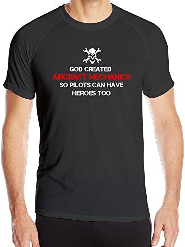 God Created Aircraft Mechanics Mens Running Fitness Tee Shirts