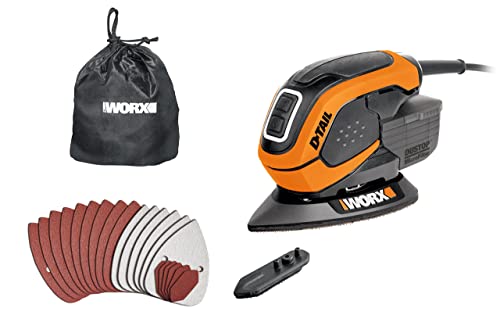Worx WX648 Schleifer 55W, 230V – Ergonomischer Handschleifer zum Schleifen auch an schwerer zugaenglichen Stellen – DUSTSTOP Mikrofilter fuer sauberes Arbeiten