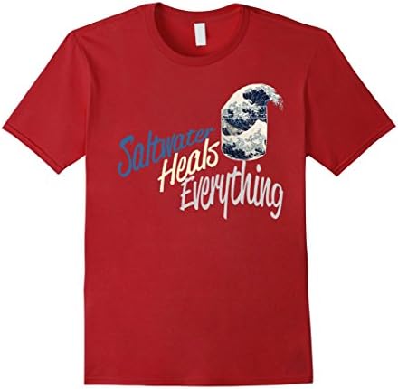 Men's Saltwater Heals Everything Shirt 3XL Cranberry
