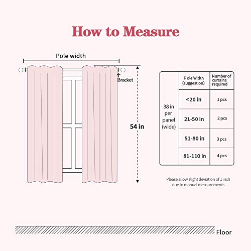 Anjee Blackout Curtains Panels for Kids Room - Noise Reducing Thermal Insulated Rod Pocket Blackout Window Drapes (2 Panels, 38 x 54 Inch, Pink)