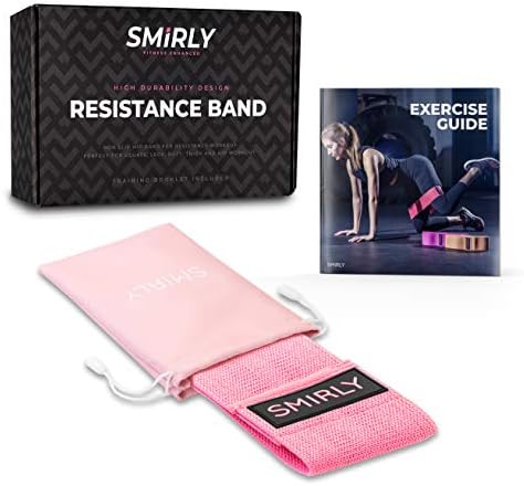 Hip Exercise Resistance Bands Set: 3 Thick Fabric Thigh Bands for Leg and Butt Work Out - Womens Loop Band Pack with Sweatbands, Ankle Strap, Gym Bag - Booty, Stretch, and Strength Training Equipment
