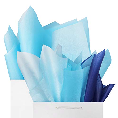 Blue Tissue Gift Wrapping Paper 60 Sheets Set, 26" x 20, Baby Blue Sky Blue Ultramarine Premium Mix Recyclable Bulk, DIY Art Craft Decoration,Wedding, Baby Shower by BllalaLab