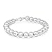 Bling Jewelry Traditional Simple Plain Hand Strung Polish Round Light Weight .925 Sterling Silver Bead 8MM Ball Strand Bracelet For Women 7.5 Inch