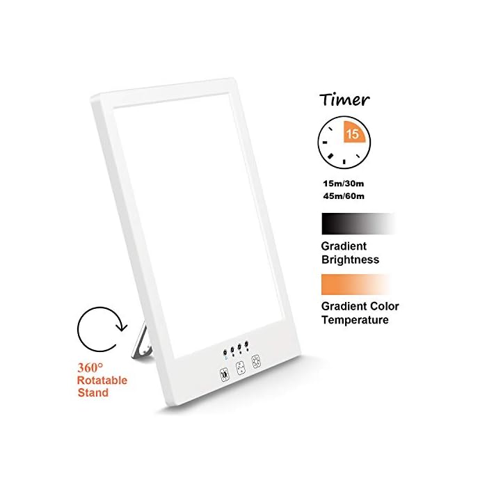 Comenzar Sun Lamp LED White Warm Lamp UV Free 2000-12000 Lux Gradient Brightness Timer Function and Touch Control for…