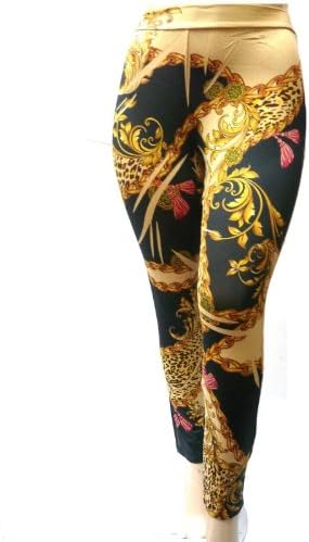 YUMMY PLUS YP-1245 Leggings Chain Print WOMEN PLUS SIZE SKINNY LEG Made in Usa