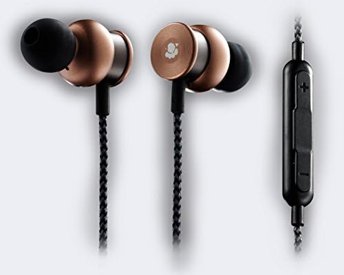 High Definition Headphones with Mic [by Daruma] - LOUD BASS Premium Sound - Noise Cancelling In Ear Earphones IEM (Bronze) - iPhone iPad Galaxy Compatible - Tangle Free Braided Cord Metal Earbuds