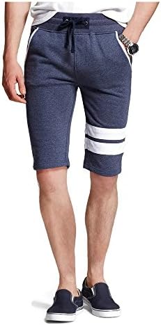 Modern Threads Men's Lounge Jogger Shorts (Medium, Navy Blue)