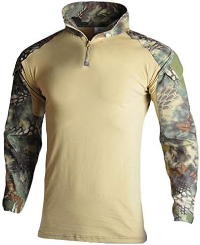 YOUNGFASHION Cmbat Military Tactical Shirts Men's Airsoft BDU Shirt Long Short Sleeve Slim Fit Shirt with Zipper