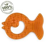 Pure Natural Rubber Baby Teether, Without Holes, One-Piece Hygienic Design Teether for Babies BPA Free, Covers All Teething Stages, All Natural, Textured for Sensory Play, Teething Toy for Molars