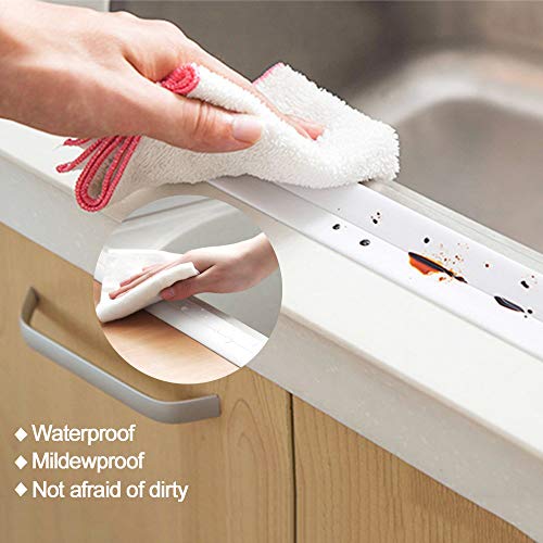 Caulk Strip PE Self-Adhesive Waterproof Sealing Tape Decorative Sealant Trim for Kitchen Bathroom Tub Shower Floor Wall Edge Protector- (White, 131.8x1.5 Inches) - Thumbnail 4