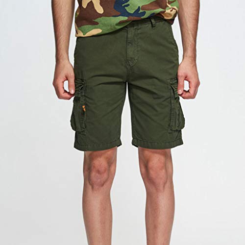 Men's Cargo Shorts Loose Casual Multi-Poshortset Classic Fit Short Army Green - Thumbnail 3