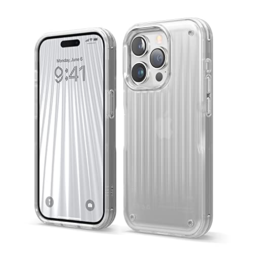 elago Buckler Compatible with iPhone 14 Pro Case 6.1 Inch - US Military Grade Drop Protection, Heavy-Duty Protective Cover, Carbon Fiber Texture, Tough Rugged Design, Shockproof Bumper (Frosted Clear)