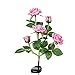 XLUX New Material Outdoor Realistic Solar Powered Rose Lights Flower Stake, for Garden Patio Yard Pathway Decoration, Pink