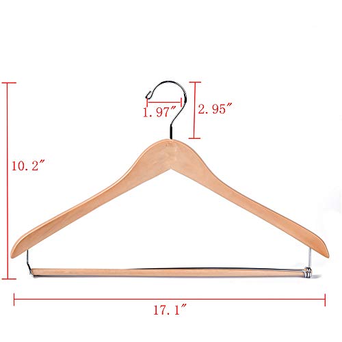 Quality Hangers Wooden Hangers Beautiful Sturdy Suit Coat Hangers with Locking Bar Glossy