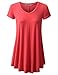 URBANCLEO Womens V-Neck Elong Tunic Top Mini T-Shirt Dress Coral 3XLARGE