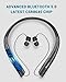 Bluenin Bluetooth Headphones with Carrying Case, Bluetooth 5.0 Wireless Neckband Headset with Retractable Earbuds,16 Hrs Playtime Sports Sweatproof Noise Cancelling Earphones with Mic (Black)