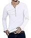 YTD Mens Casual Slim Fit Basic Henley Long Sleeve Fashion T-Shirt M White