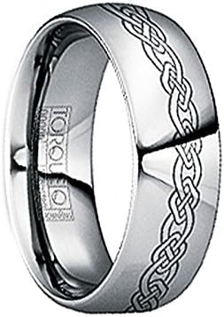 GERMANUS Engraved Celtic Knot Tungsten Wedding Ring - 6mm &amp; 8mm