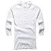 PASLTER Mens Long Sleeve Linen Cotton Shirts Casual Summer Beach Yoga Henleys Loose Fit Hippie Tops A-White