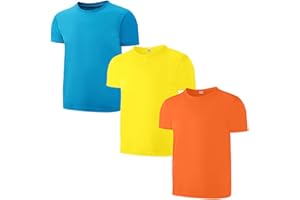 SHOULDIN 3-Pack Kids/Boys/Youth Mesh Athletic Quick Dry Shirts Youth Activewear Moisture Wicking Short Sleeve T-Shirts（Age 4-15Years）