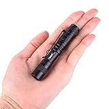Welltop® Mini AAA CREE Handheld LED Flashlight EDC Pocket Torch AAA Battery Powered Clip-on Light 9cm with Clip Tactical Lantern Torch cree Penlight Black (XP-1)