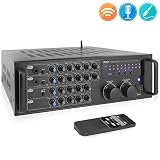 Pro 1000-Watt Portable Wireless Bluetooth - Stereo Mixer Karaoke Amplifier System with Dual Mic / RCA Audio / Video Inputs, Speaker Output for Instant Home Karaoke, DJ Party - Pyle PMXAKB1000