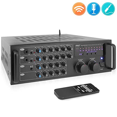 Pro 1000-Watt Portable Wireless Bluetooth - Stereo Mixer Karaoke Amplifier System with Dual Mic / RCA Audio / Video Inputs, Speaker Output for Instant Home Karaoke, DJ Party - Pyle PMXAKB1000