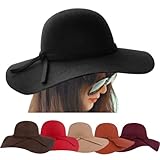 FUNOC Fashion Vintage Women Ladies Floppy Wide Brim Wool Felt Fedora Cloche Hat Cap