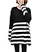 Allegra K Ladies Stripes Stretchy Ribbed Spring Tunic Knit Shirt M Black White