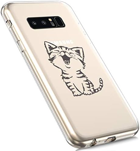 Galaxy Note 8 Silicone Case,MoreChioce Fashion Creative Painted Pattern Design Slim Transparent Silicon Protective Cover Compatible with Samsung Galaxy Note 8 + 1x Blue Stylus Pen - Laughing Cat