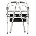 Dr. Franklyn's Walker with Seat - Lightweight Medical Walking Frame with Comfort Grip - for Mobility & Transport Aid – Ideal for Elderly & Handicap (Silver)