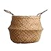dufmod Small Natural Woven Seagrass Tote Belly Basket for Storage, Laundry, Picnic, Plant Pot Cover, and Beach Bag (Zigzag Chevron Natural Seagrass, Small)