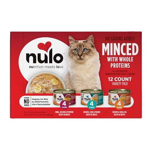 NULO GRAIN-FREE MINCED WITH WHOLE PROTEINS WET CANNED CAT AND KITTEN FOOD, VARIETY PACK, 2.8 OUNCE, 12 CANS
