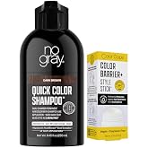 No Gray Quick Permanent Hair Color Shampoo, Dark Brown + Color Oops Color Barrier &amp; Style Stick Bundle, 100% Gray Coverage + Skin Stain Protection &amp; Strong Styling Hold