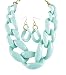 Chunky Bold Thick Flat Square Acrylic Goldtone Necklace and Earrings, 19+3" Ext.