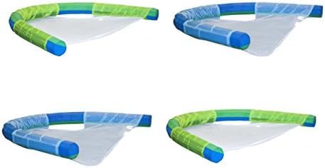 Floating Swimming Pool Noodle Sling Mesh Chairs (Pack of 4), Seat Fits Kids Adults, Perfect to Relax Sit Lounge in Ocean Lake Lagoon Sea Water Travel Vacation Beach Cottage Summer Pool Party Water Toy