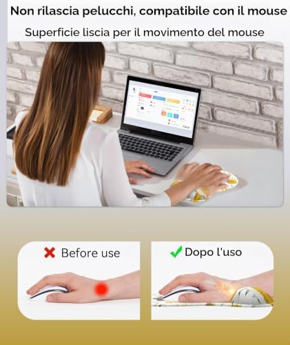Tappetino Mouse con Poggiapolsi Gel,Ergonomico Mouse Pad con Base Antiscivolo per Casa e Ufficio(Gattino-3)