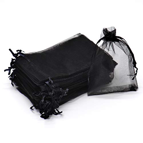 Dealglad 50pcs Drawstring Organza Jewelry Candy Pouch Christmas Wedding Party Favor Gift Bags (3x4, Black)