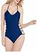Womens One Piece Sexy Plunge Neck Strappy Swimsuit Swimwear Monokini (X Large, Strappy Blue)