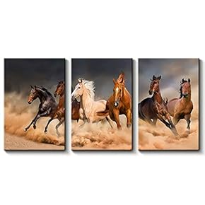 3 Panel Canvas Wall Art Beautiful Horse Art Canvas Prints Painting Wall Decor for Living Room Wooden Framed Home Decorations - 16"x24" x 3 Panels