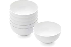 CLARO by 1 Stop & GO, 8Oz Set of 6 Plain Footed Noodle Bowl Break-Resistant Bowls for Rice, Soup, Cereal & More. Microwave & 